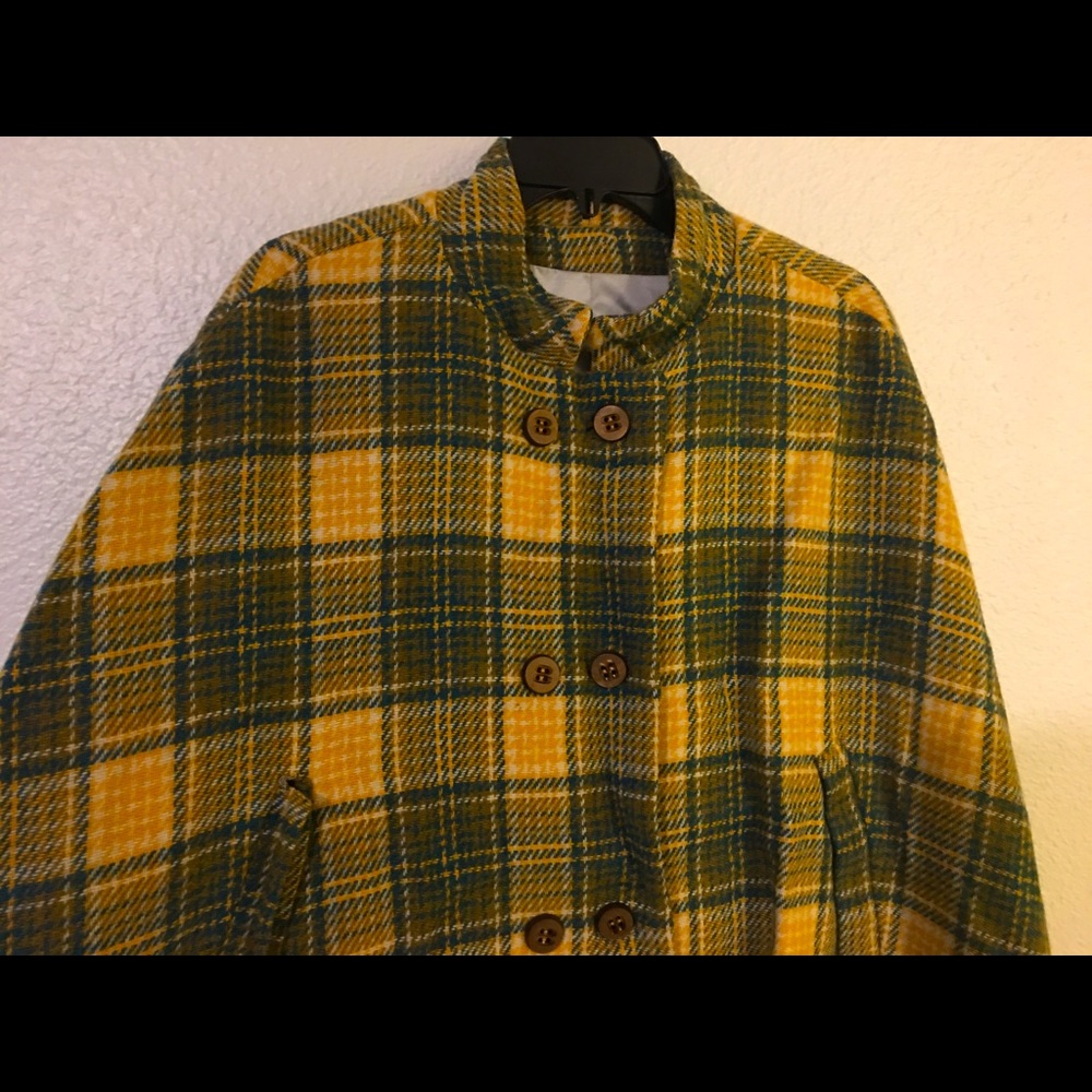 Vintage Plaid Cape Coat Jacket Sz L